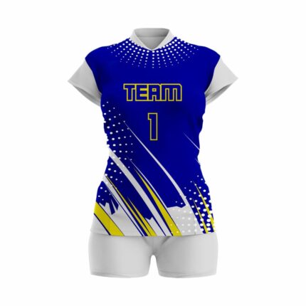 Custom Blue yellow white Women Volleyball Team Uniform
