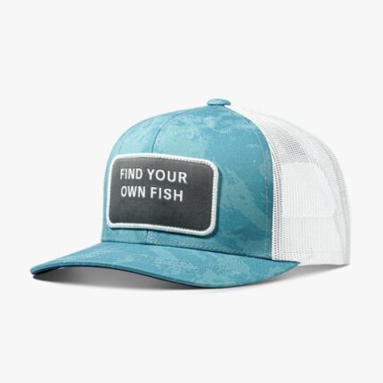 Custom Aqua Ocean-Camo Structured Mesh-Back Trucker Cap