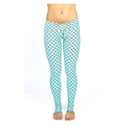 Custom Women’s Mint Green Scalloped Fish Scale Sublimated Performance Leggings
