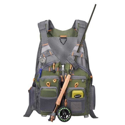 Custom Technical Olive & Grey Fly Fishing Backpack Vest
