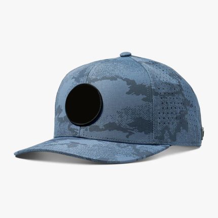 Custom Blue Ocean-Camo Laser-Perforated Performance Cap with Blank Circular Patch Panel