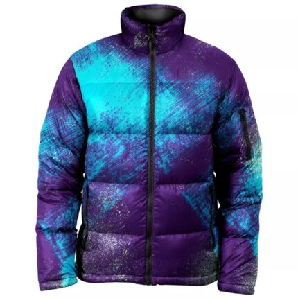 Custom Abstract Galactic Splash Stand-Collar Puffer Jacket