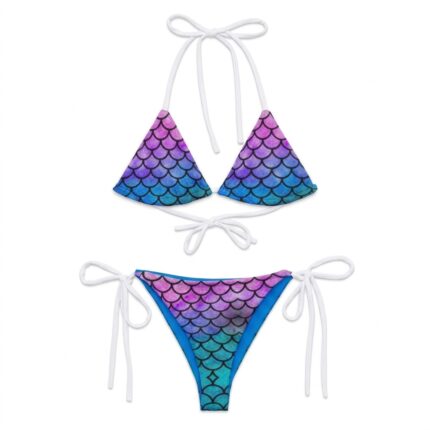 Custom Purple & Teal Mermaid Scale String Bikini Set