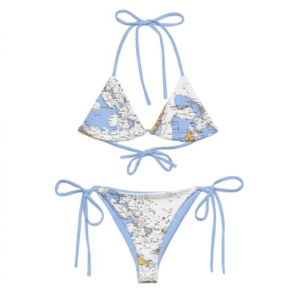 Custom Nautical Chart Map Print String Bikini Set