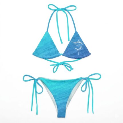 Custom Oceanic Blue Marlin Graphic String Bikini Set