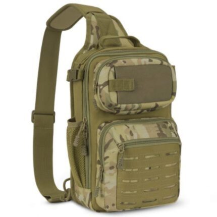 Custom Tactical Tan MultiCam Sling Pack with Hook-&-Loop & Laser-Cut MOLLE