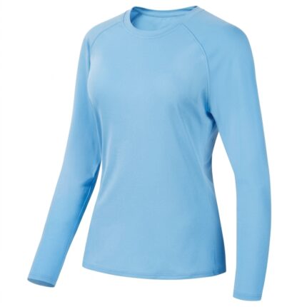 Custom Women’s Sky Blue Long-Sleeve Crewneck Performance Fishing Shirt